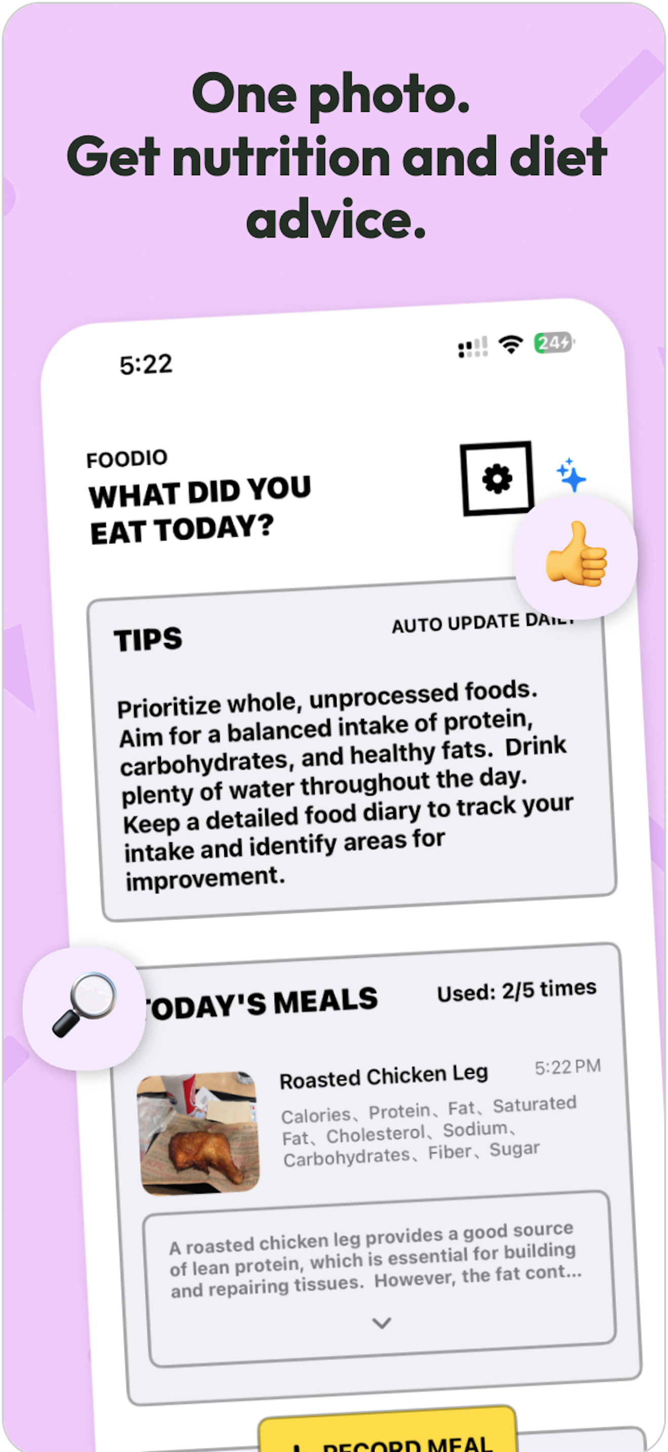 Foodio Home Screen
